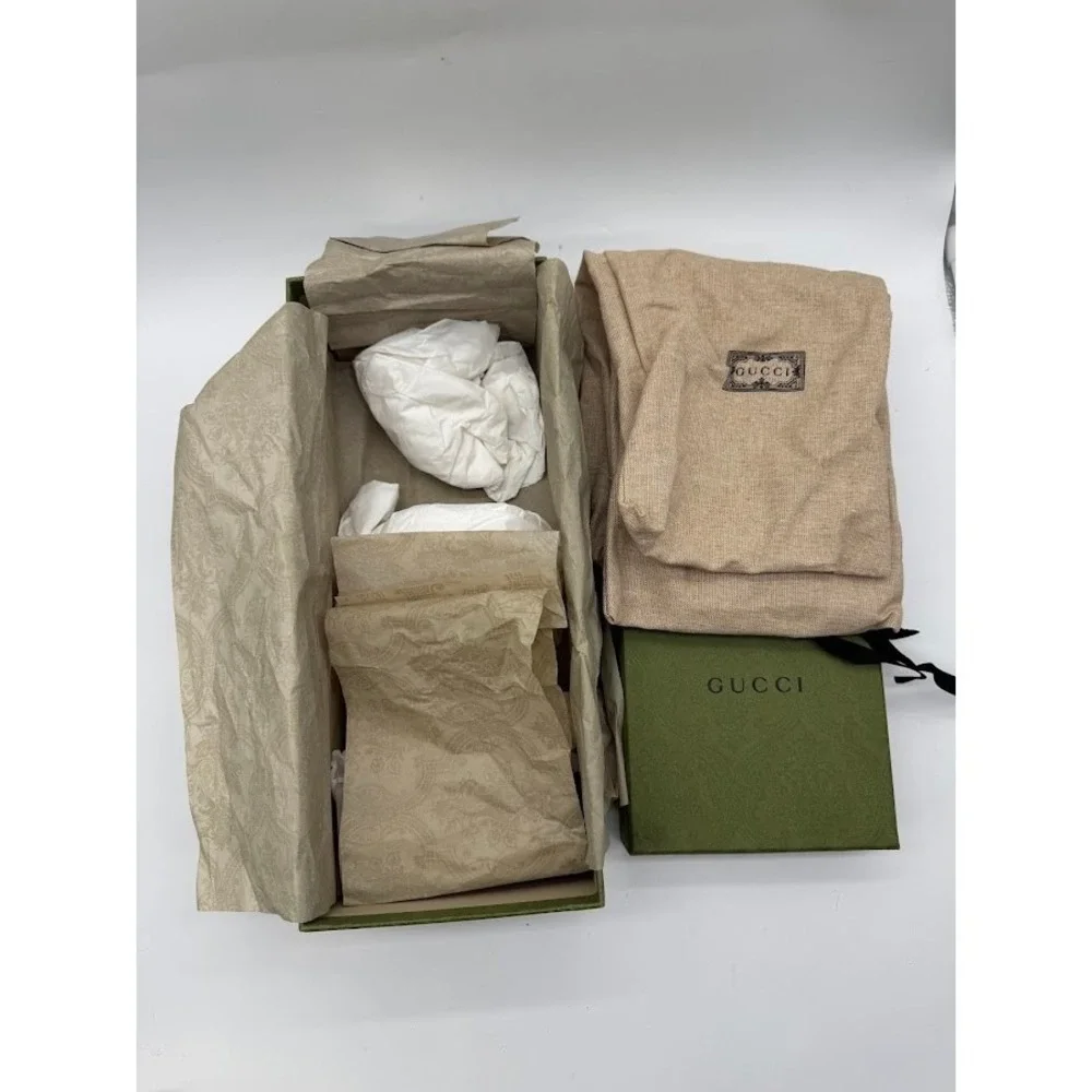 Gucci Green Embossed Damask Storage Box with Dust Bag and Accessories Set